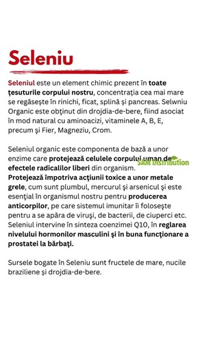 Sam Distribution on Instagram: "Ce este Seleniul și care sunt beneficiile pentru organism 🧠💪 Seleniul este un mineral esențial cu rol puternic antioxidant, care protejează celulele de stresul oxidativ și susține funcționarea normală a sistemului imunitar și a glandei tiroide. 💊 Ajută la menținerea sănătății părului și unghiilor, sprijină fertilitatea masculină și feminină și contribuie la o stare generală de bine. 🌿 Include-l în alimentația ta prin nuci braziliene, pește, ouă sau suplimente 