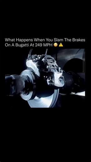Dvault on Instagram: "Extreme 249 MPH Brake Test 🔥 Witness the incredible power of the Bugatti Chiron as it slams the brakes from 249 MPH to a complete stop in just seconds! This isn't just a car; it's a masterpiece of engineering. The glowing rotors and 3D-printed titanium calipers are pushed to their absolute limits to handle the heat of a world-record run. This is what happens when 1,500 HP meets world-class safety. Video Credit: Bugatti / Brandt-Video. Bugatti Chiron, Brake Test, Hypercar E