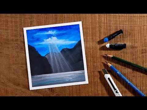 Easy Beautiful Sun Rays through Clouds / Drawing with Oil Pastels / Step by Step