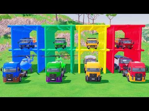 TRANSPORTING TRUCKS WITH LOW LOADER TRAILERS - GARAGE WITH COLORS STYLE CONVOY - FS22 #28