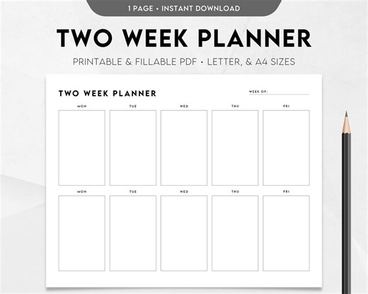 Two Week Planner Printable, Weekly Calendar, Weekly Schedule Template, Weekly to Do List, Weekly Agenda, Week at A Glance, Minimalist - Etsy UK