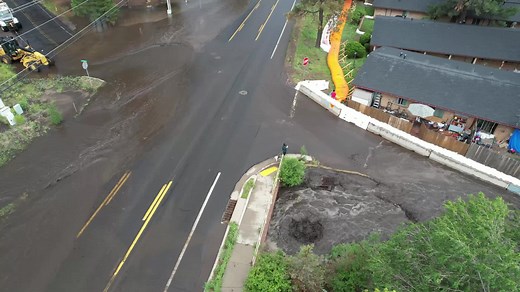 41K views · 999 reactions | NEW Dominator drone intercept of flash flood / debris flow down Schultz Creek in Flagstaff, Arizona with road closures and residents fortifying sandbag barriers. Road was closed after the debris flow had passed. This flash flood originated on the Museum Fire burn scar by around 1.00” of rainfall in an hour | Reed Timmer Extreme Meteorologist | Facebook