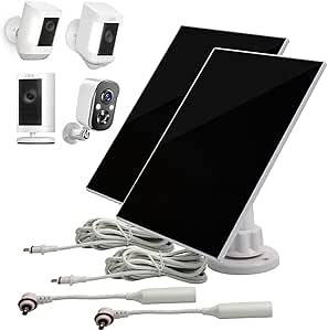 Ring Camera Solar Panel. Compatible with Ring Spotlight Cam Plus/Pro，Stick Up Cam/Pro,&Other USB-C/DC3.5 Plug Camera Battery，6V4W Fast Charger（2PCS）