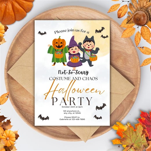 Printable Editable Halloween Party Invitation Template | Not so Scary Halloween | Kids Halloween Party Invitation | Canva - Etsy
