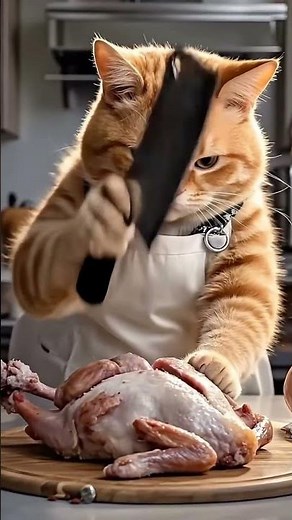 POV: Your Cat Cooks Chicken for Dinner 🍗🐱✨