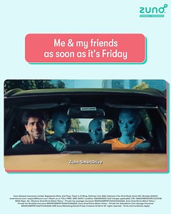 Friday night plans? Me and the squad, Zuno SmartDrive on our side safety locked, vibes unlocked. [Good Drivers Choose Zuno, Drive Smart, Get Rewarded, Zuno Smart Drive Policy, 5 Day Challenge, Real-Time Crash Detection Feature, Daily Rewards, Leaderboard, Insurance Made Easy, Zuno And Chill, Zuno General Insurance, Easy, Breezy, Surely] | Zuno General Insurance