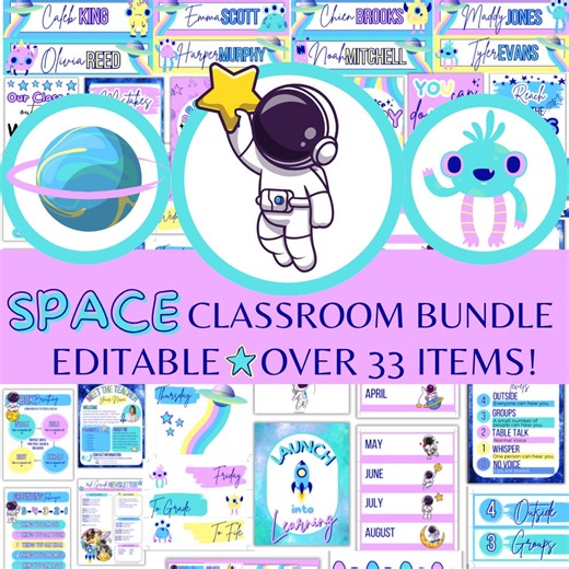 Outer Space Classroom Bundle Elementary Galaxy Classroom Theme Astronaut Classroom Decorations Colorful Classroom Decor Bundle - Etsy