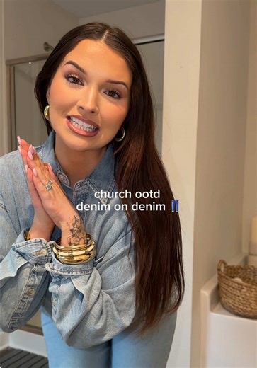 church ootd 💗 denim on denim moment top @Aritzia jeans- amazon in my storefront under