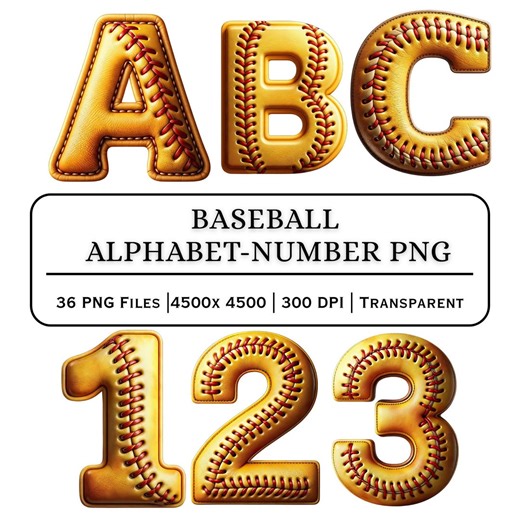 Baseball Stitched Alphabet Numbers PNG – Sports Team Font (digital Download) - Etsy