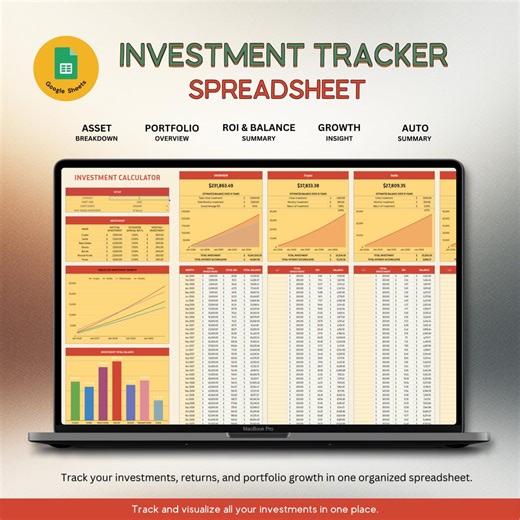 Investment Tracker Stock Portfolio Spreadsheet Google Sheets Trading Journal Crypto Watchlist Portfolio Overview Investment Growth Insight - Etsy