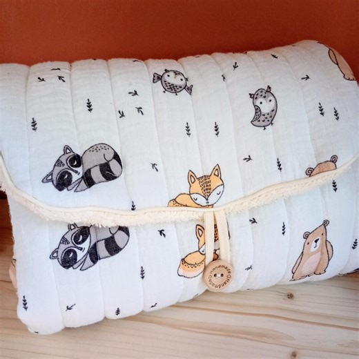 Portable Baby Changing Mat in Quilted Cotton and Thick, Washable Sponge - Handmade Birth Gift Made in France - Etsy