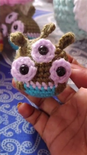 🧶 Meet my newest little monster creation! He's small, fuzzy, and full of personality.