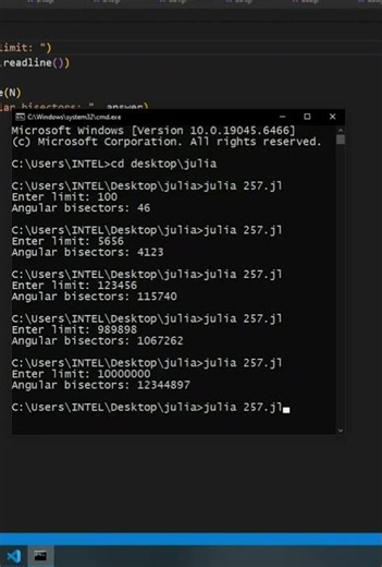 julia | Euler project 'Angular Bisectors' | CodeLearning