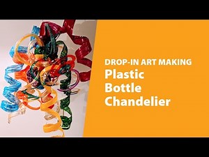 Make a hanging chandelier from plastic bottles