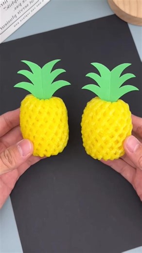 Step-by-Step Foam Net Pineapple Craft #foam #pineapple #craft #diy #kids #fun #creative #fruitcraft #handmade #papercraft | paper craft ideas