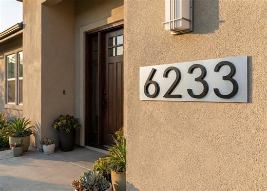 Modern Horizontal Brushed Silver House Number Sign, Custom Address Plaque - Etsy