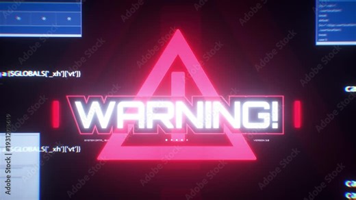 Red Warning Sign with Exclamation Mark on Digital Screen Cybersecurity Threat and System Alert with Code Snippets and Error Message Indicating Urgency and Technology Breach in Computer Interface