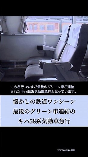 The last Kiha 58 series diesel express train with a green car attached (Takayama Tsuyama)