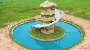 Building Water Slide House Around Swimming Pool Underground
