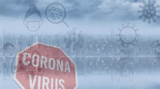 Animated Coronavirus Warning Sign with Floating Health Icons