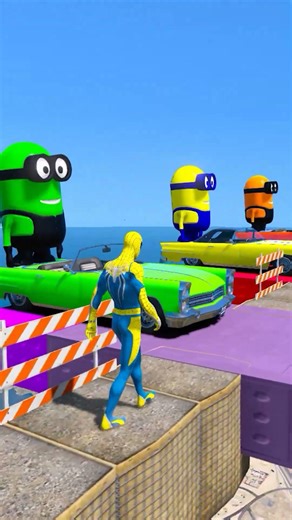 GTA V COLORFUL JENNY RAGDOLL VS BLUE MINION RAGDOLL FAILS#shorts