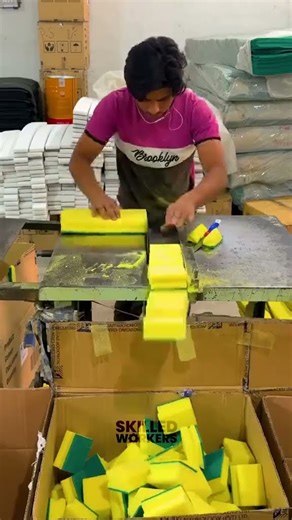 Dishwashing Sponge Manufacturing Process Satisfying Factory Video