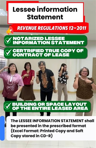 📌 IMPORTANT COMPLIANCE REMINDER All lessors are reminded to submit the Lessee Information Statement (LIS) together with: ✔️ Prescribed Excel file ✔️ Hard & soft copy (CD-R) ✔️ CTC of Lease Contract per tenant ✔️ Building/Space Layout 📅 Deadlines: 🗓 January 31 – for July–December (previous year) 🗓 July 31 – for January–June (current year) #BIR #RDO18 #OlongapoZambales #LesseeInformationStatement #LIS #TaxCompliance #BIRCompliance #TaxReminder #FilingDeadline #FileOnTime #ComplianceMatters #Ta