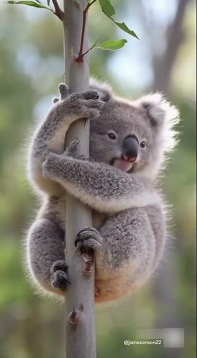 Baby Koala Yawns on Branch 🐨🥱 Cutest Sleepy Moment