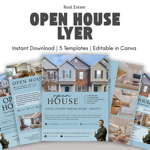 Open House Real Estate Flyer Templates | Canva Editable (digital Download) - Etsy