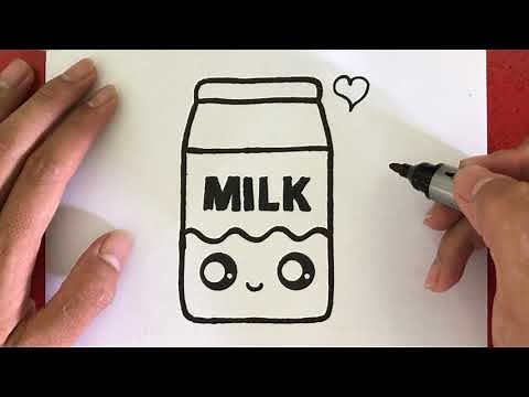 CARA MENGGAMBAR KOTAK SUSU LUCU - HOW TO DRAW A CUTE MILK BOX - HUYN DRAW CUTE