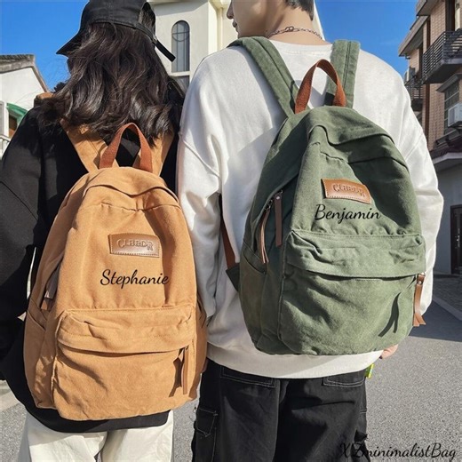 Personalized Washed Canvas Backpack, School Bag, Vintage Canvas Backpack, Unisex Laptop Backpack, Commuter Canvas Daypack - Etsy