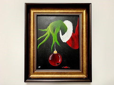 How I Painted The Grinch Holding An Ornament - Acrylic Painting