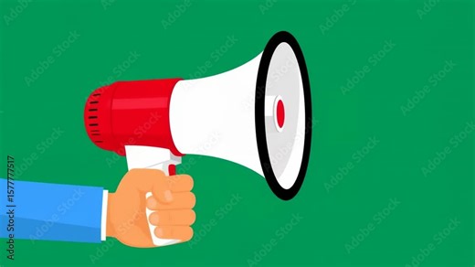 Hand Holding Megaphone: Announcement, Communication, Public Speaking, Illustration.