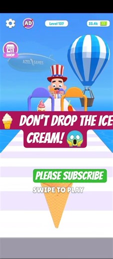 🍦 Giant Ice Cream Stack Challenge! Can You Reach the Finish? #Shorts