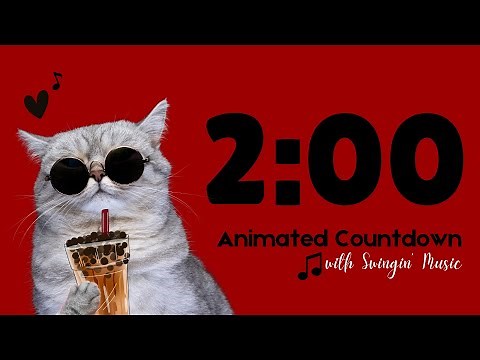 2 Minute Countdown Timer: Cat Theme - Animated - Happy Music
