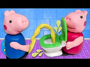 Peppa Pig Toilet Training Potty Police with Crying George's Dinosaur in Play-Doh Episode