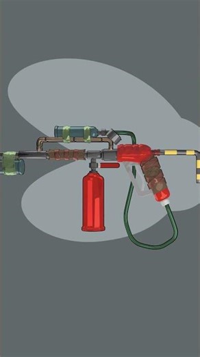 3D animation of a flamethrower in anime style #blender3d #blendergameengine #blender