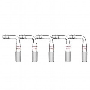 StonyLab Glass Bent Inlet Adapter with 14/20 Male Glass Joint and 10 mm Hose Connection Lab Glassware, 5 Packs