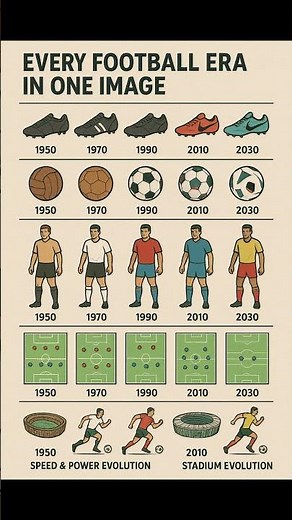 “Football Evolution From 1950 to 2030 in ONE Image 🕰⚽🔥”