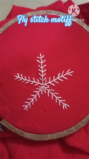 Beautiful Fly Stitch Motif on Red Fabric ❣️ Hand Embroidery Tutorial
