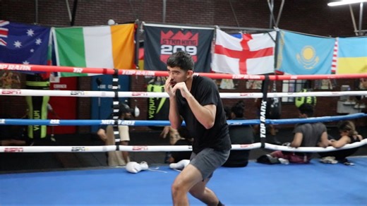 Samuel Castellanos shows off his skill during shadow boxing drill
