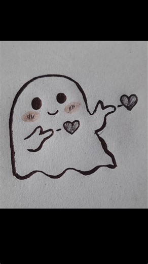 Drawing a Cute Ghost with Hearts (Easy Doodle Tutorial) #CuteDrawing #GhostArt #Doodle #Art #Viral