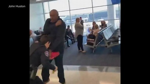 9K views · 204 reactions | DANGEROUS TAKEDOWN: Dramatic video shows authorities at Dallas/Fort Worth International Airport use a stun gun on a passenger after police say the man was acting aggressively towards airline staff and officers. Tom Llamas reports. https://abcn.ws/3bHvCof | ABC World News Tonight with David Muir | Facebook