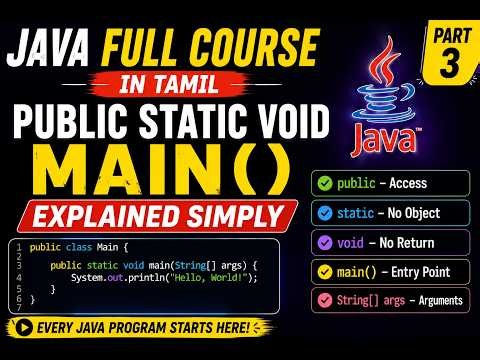 Java Full Course in Tamil | 3 – public static void main Explained 🔥