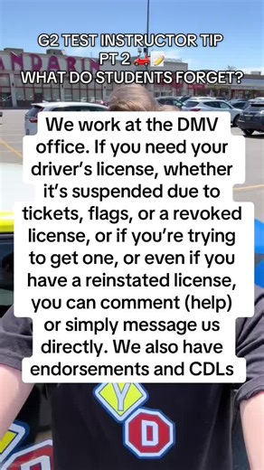We work at the DMV office. If you need your driver’s license, whether it’s suspended due to tickets, flags, or a revoked license, or if you’re trying to get one, or even if you have a reinstated license, you can comment (help) or simply message us directly. We also have endorsements and CDLs