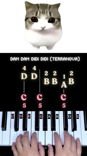Dam Dam Didi Didi Cat Meme - Terranova | Easy Piano Tutorial Anyone Can Play