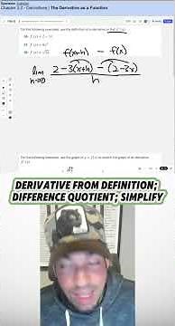 Derivative from definition; difference quotient; simplify.#calculus #maths #education