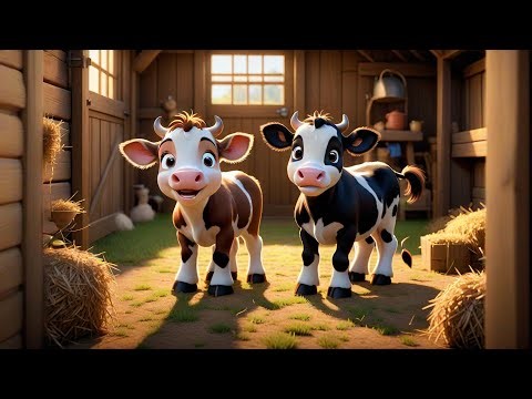 Two baby cows moo moo moo | farm animal song for kids | baby cow rhyme & mooing fun for toddlers