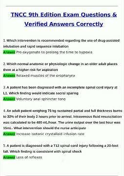 TNCC 9th Edition Exam Latest 2025 Actual Questions and Verified Answers 2025 2026 A Grade 100 Guara