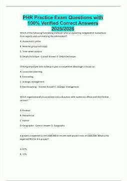 PHR Practice Exam Questions with 100 Verified Correct Answers 2025202684